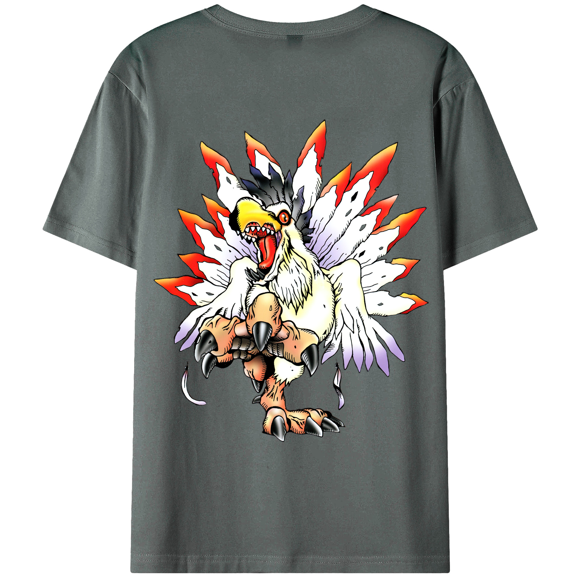 （画像用） Digimon デジタルモンスター/デジモン 綿100％ メンズ半袖Tシャツ（バックプリント） 通気性